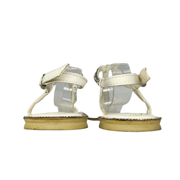 White Sparkly Sandals Rhinestones Embellished Dressy Thong Ankle Strap Womens 36 - Picture 9 of 12